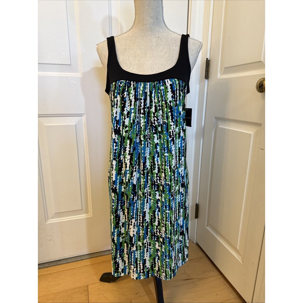 GREEN PRINT Morgan Mcfeeters blue print sleeveless comfy cover up Dress Size 10